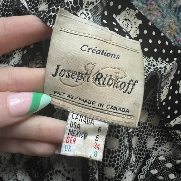 Vintage Designer Joseph Ribkoff Black Printed Chain Strap Romper - Picture 6 of 7